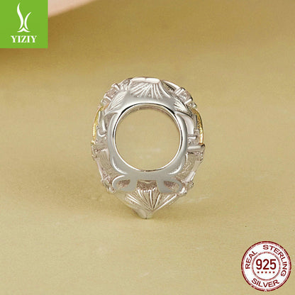 Silver Charm Ginkgo Leaf Splicing Love DIY Bracelet Beads Loose Beads Romantic Autumn Leaves s925 Pure Silver Beads