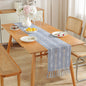 Hand - woven cotton and linen table flag with hollow tassels, suitable for household and rural dining tables