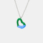 Two tone weight glazed design heart pendant titanium steel gold-plated necklace