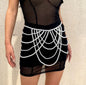 Minimalist party butterfly corset chain women's body chain imitation pearl tassel waist chain shoulder chain jewelry
