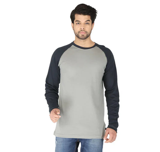 Forge Fr Men's Grey & Navy Baseball Long Sleeve T-shirt