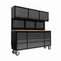 72 inch Rolling Tool Chest with Power Strip, Workbench, Upper Cabinets & Pegboard