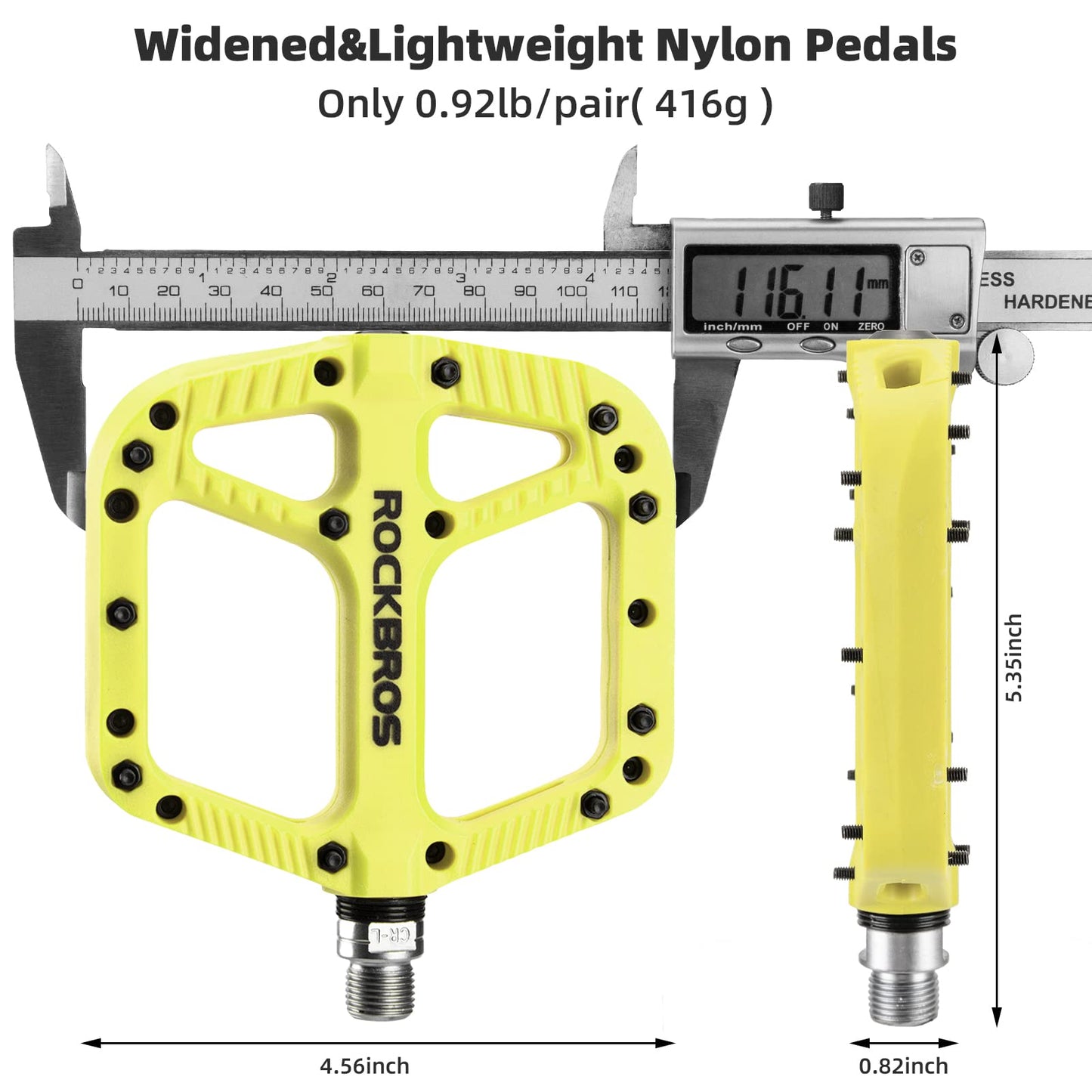 ROCKBROS Mountain Bike Pedals Nylon Composite Bearing 9/16" MTB Bicycle Pedals with Wide Flat Platform