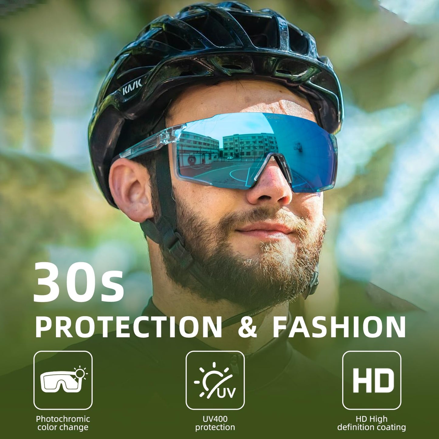 ROCKBROS Photochromic Sport Cycling Sunglasses for Men Women Lightweight UV Protection