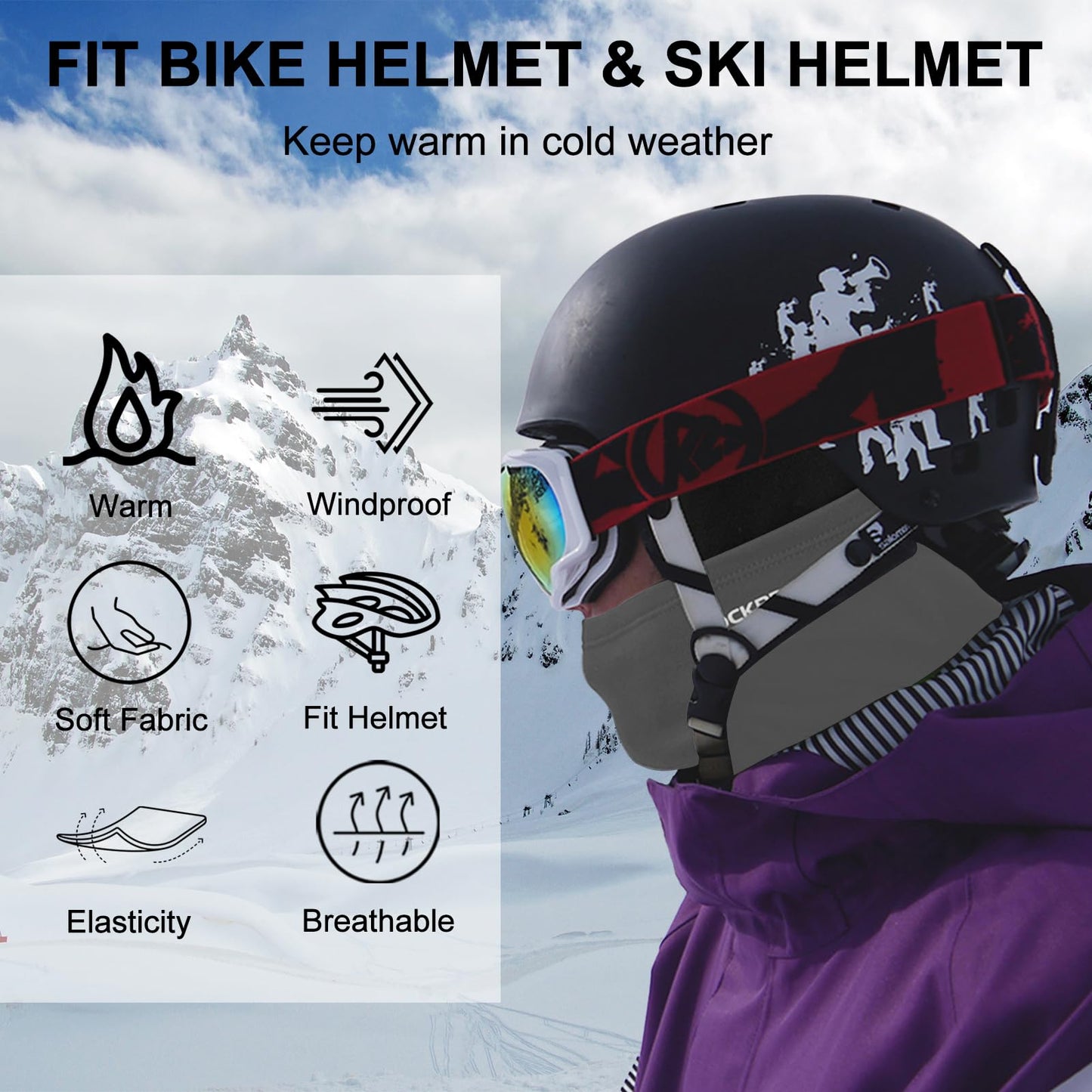 ROCKBROS Balaclava Ski Mask, Windproof Thermal Winter Neck Warmer Hood for Men  Women