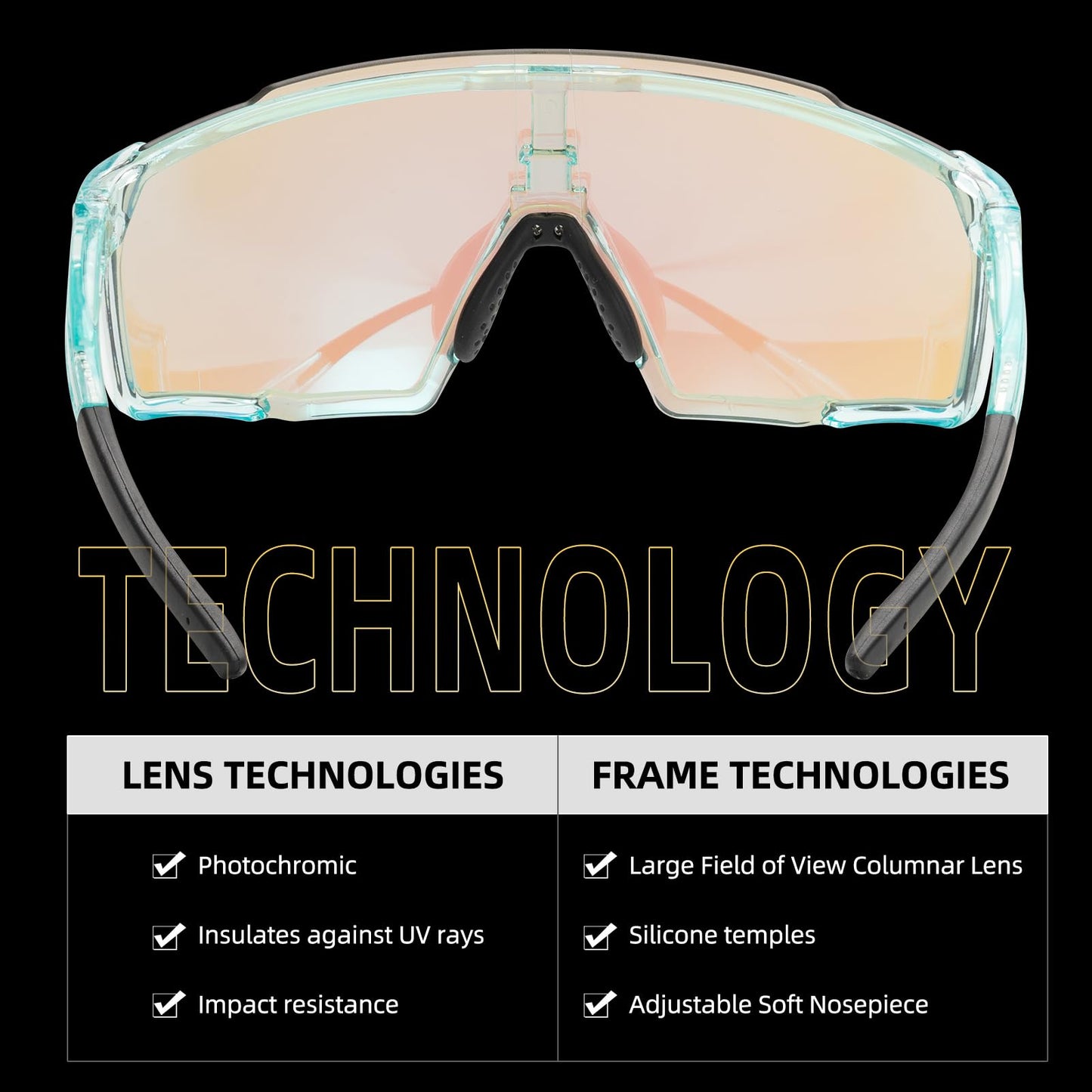 ROCKBROS Photochromic Sport Cycling Sunglasses for Men Women Lightweight UV Protection