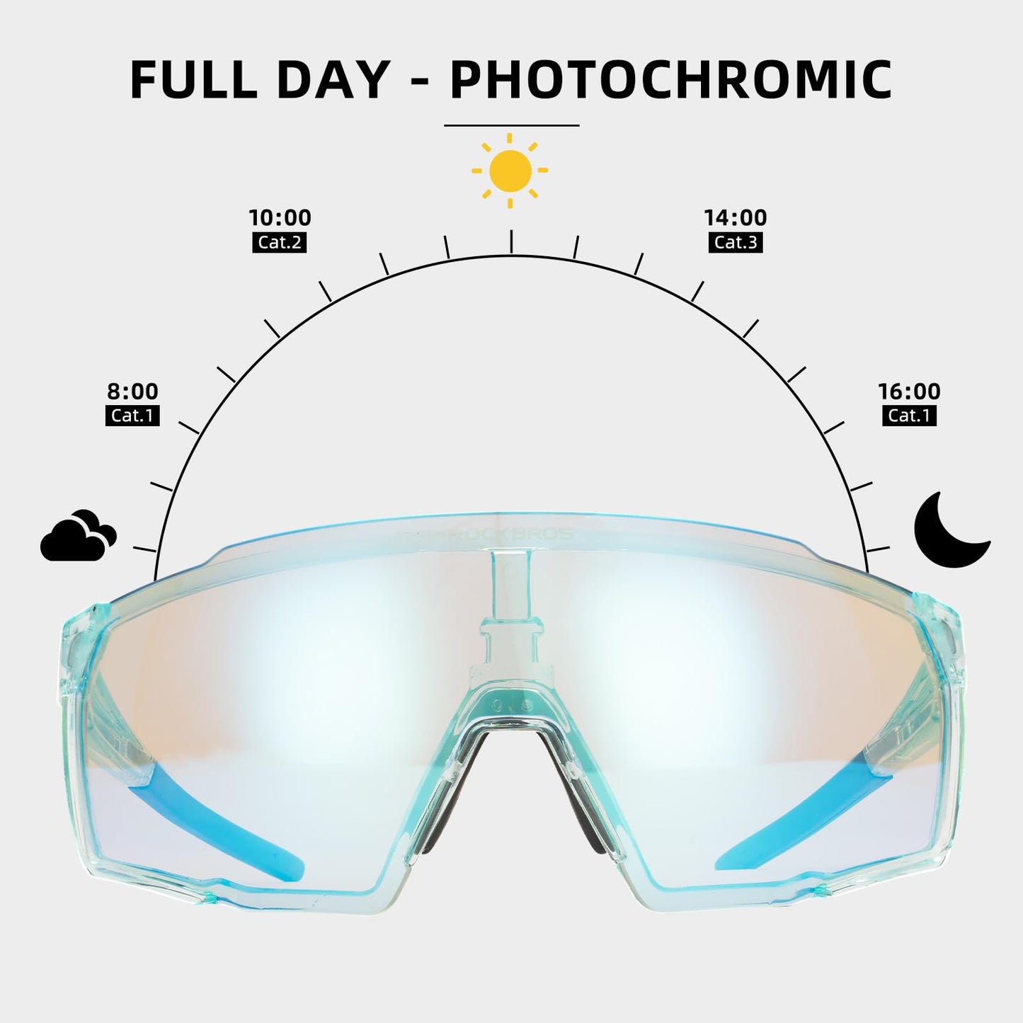ROCKBROS Photochromic Sport Cycling Sunglasses for Men Women Lightweight UV Protection