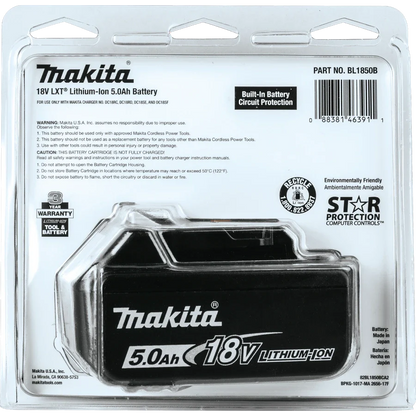 Makita BL1850B 18V LXT® Lithium‑Ion 5.0Ah Battery