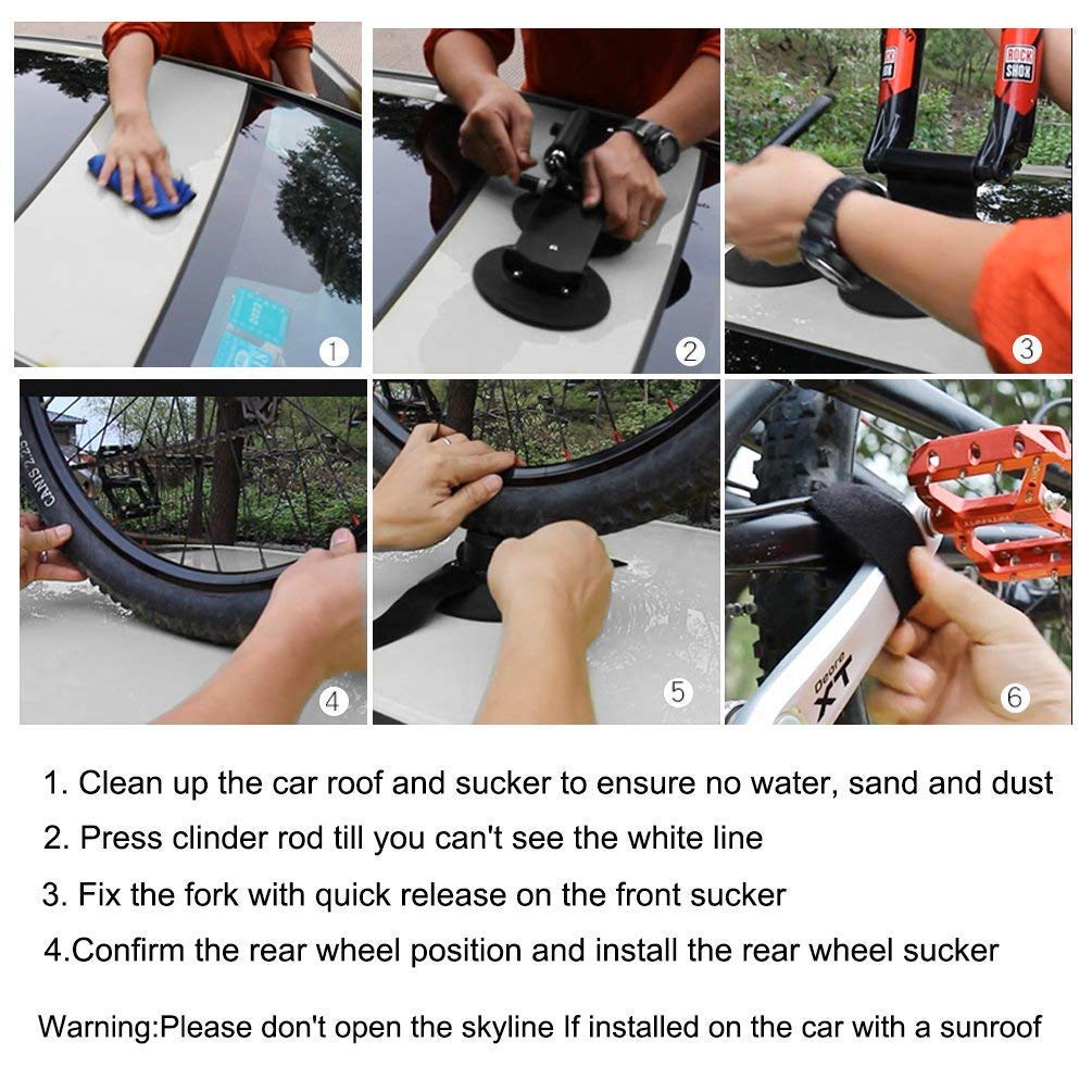 ROCKBROS Suction Cup Bike Rack for Car Roof Quick Release Sucker Mount