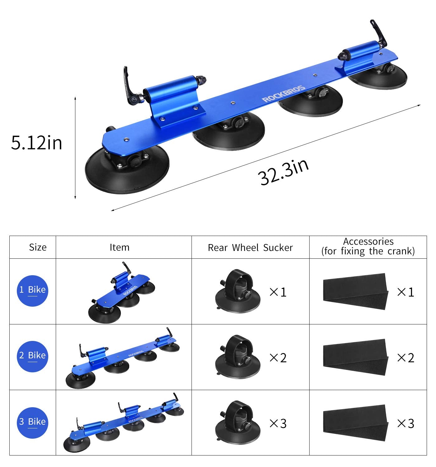 ROCKBROS Suction Cup Bike Rack for Car Roof Quick Release Sucker Mount
