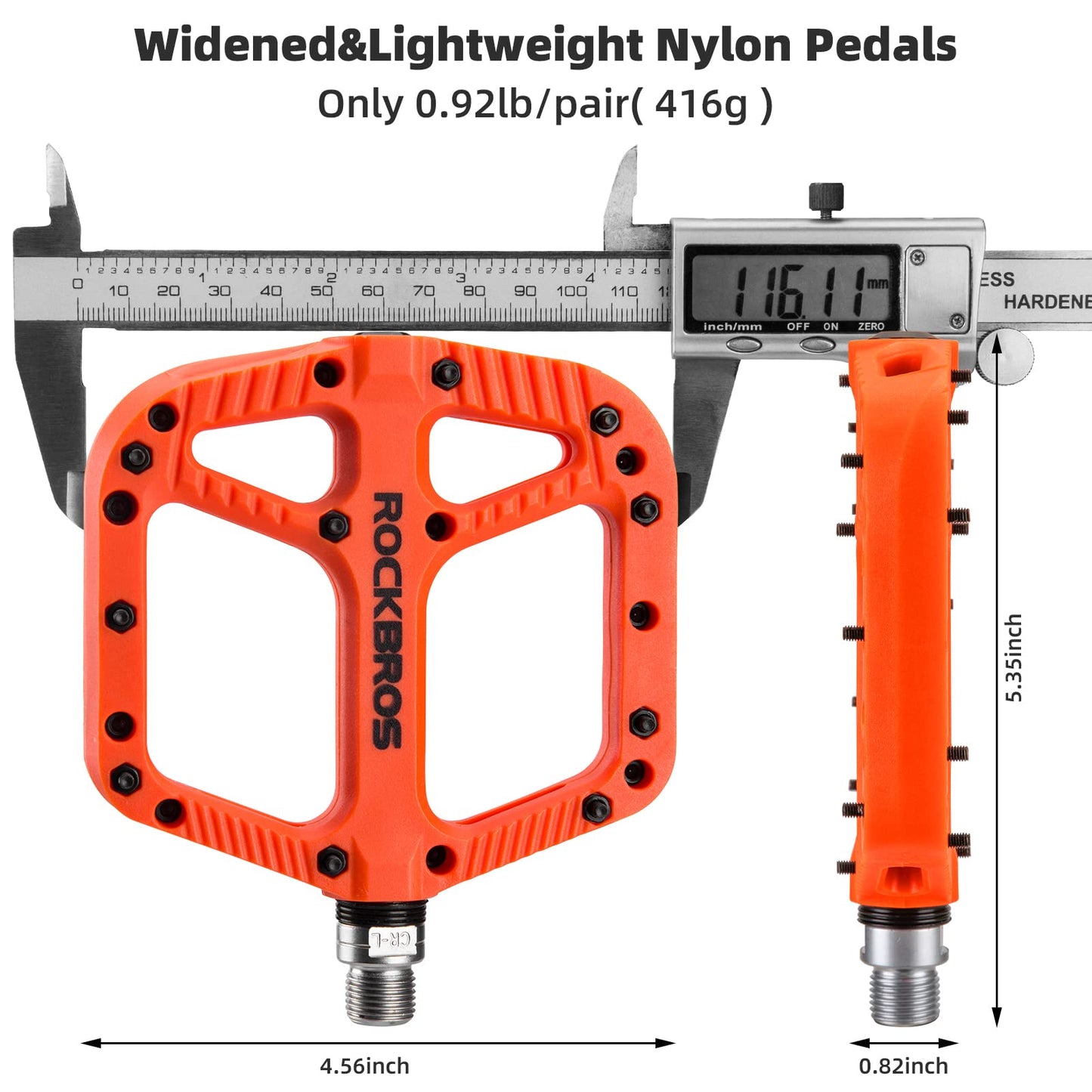 ROCKBROS Mountain Bike Pedals Nylon Composite Bearing 9/16" MTB Bicycle Pedals with Wide Flat Platform