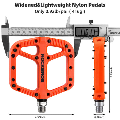 ROCKBROS Mountain Bike Pedals Nylon Composite Bearing 9/16" MTB Bicycle Pedals with Wide Flat Platform