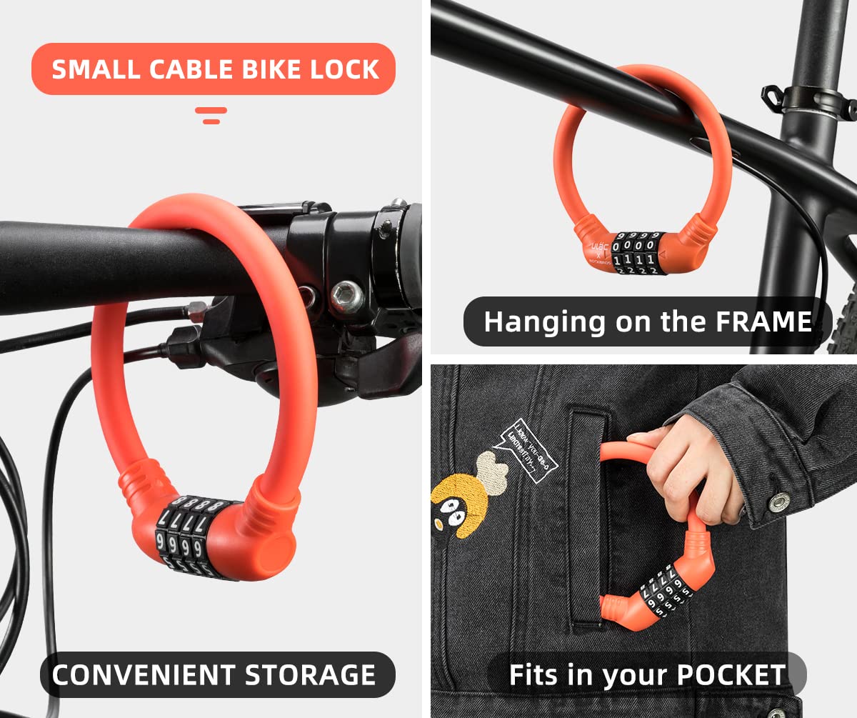 ROCKBROS Lightweight Bike Lock Cable 12MM Anti-Theft Combination Lock