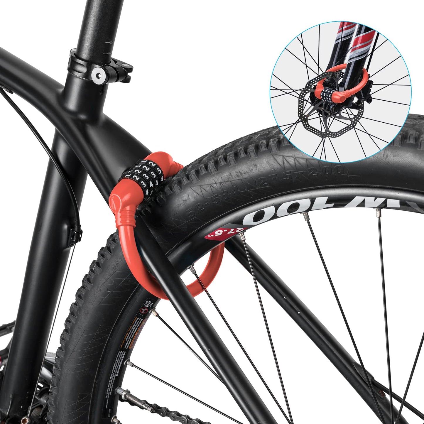 ROCKBROS Lightweight Bike Lock Cable 12MM Anti-Theft Combination Lock