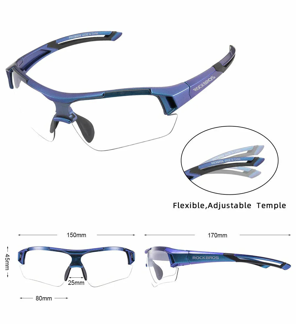 ROCKBROS Cycling Sunglasses Photochromic Bike Glasses for Men Women Sports Goggles UV Protection
