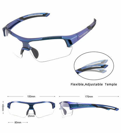 ROCKBROS Cycling Sunglasses Photochromic Bike Glasses for Men Women Sports Goggles UV Protection