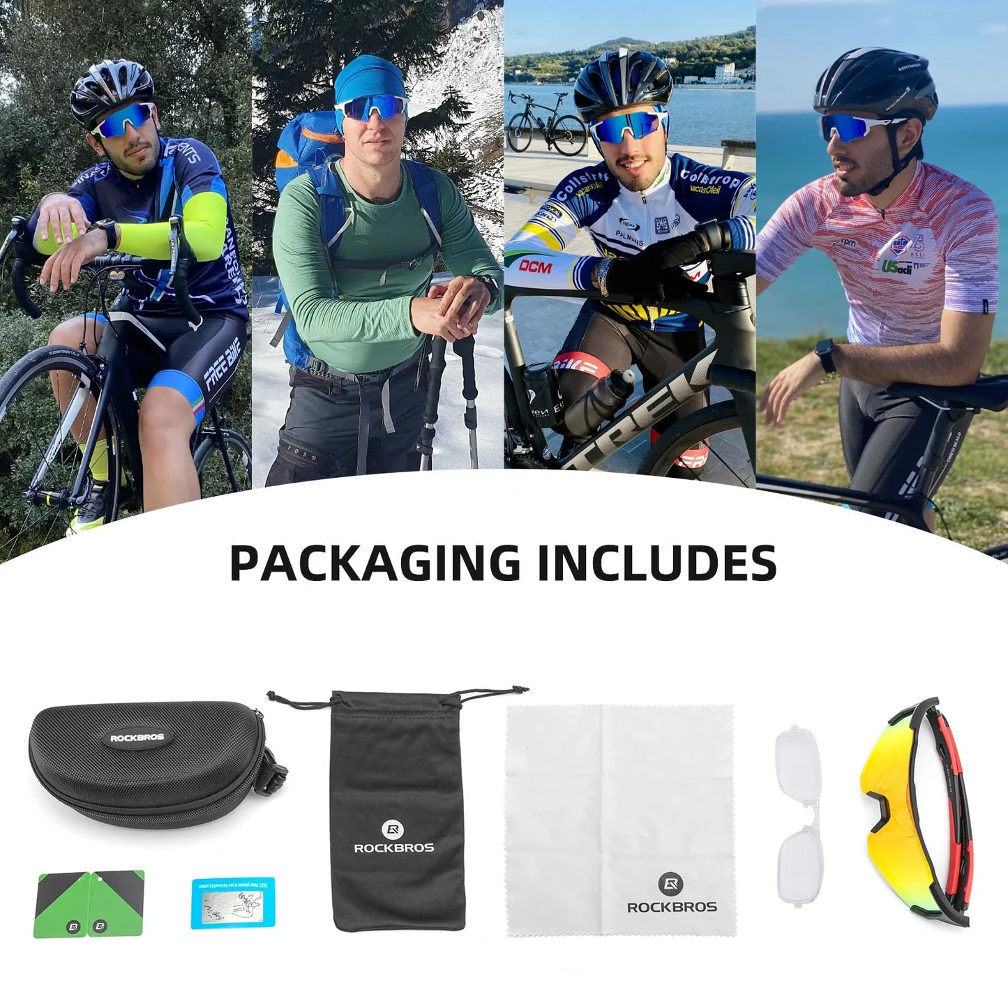 ROCKBROS Polarized Sunglasses for Men Women UV400 Protection Cycling Bike Glasses TAC Lightweight Frame Driving Fishing