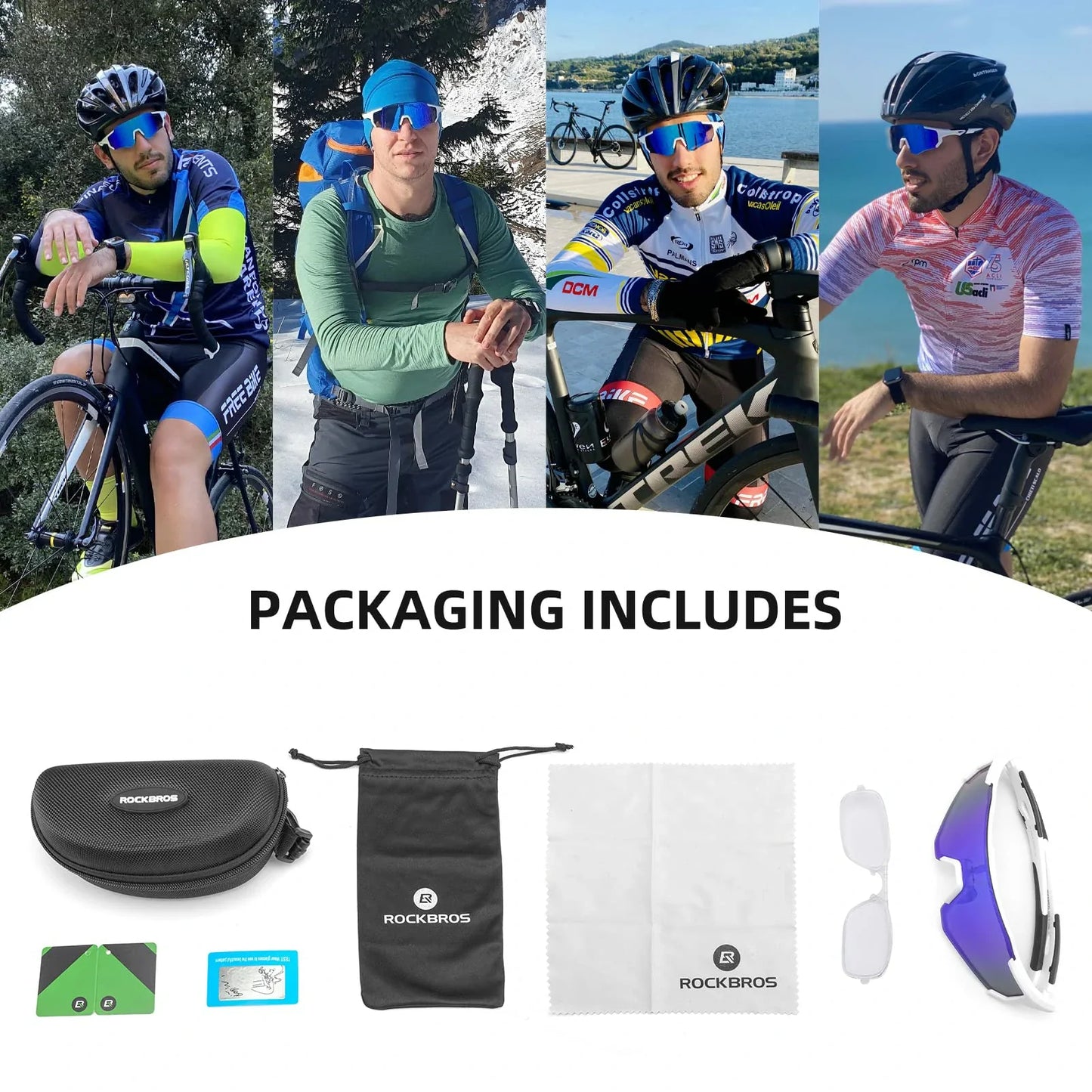 ROCKBROS Polarized Sunglasses for Men Women UV400 Protection Cycling Bike Glasses TAC Lightweight Frame Driving Fishing