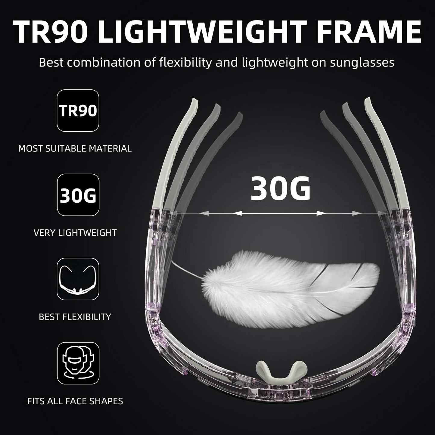 ROCKBROS Photochromic Sports Sunglasses UV Protection for Men Women Cycling
