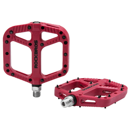 ROCKBROS Mountain Bike Pedals Nylon Composite Bearing 9/16" MTB Bicycle Pedals with Wide Flat Platform
