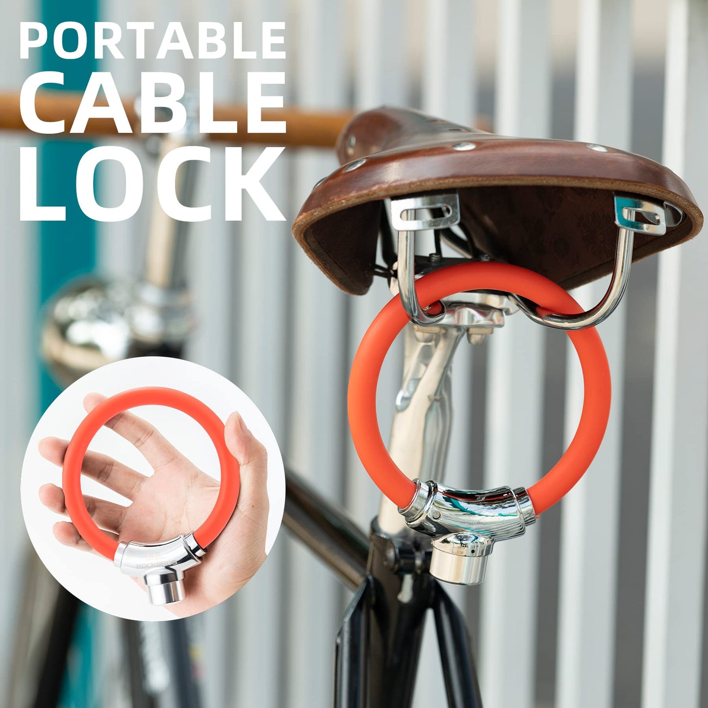 ROCKBROS Anti-Theft Bike Cable Lock Portable Key Lock Rustproof