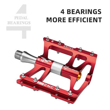 ROCKBROS 4 Bearings Mountain MTB Bike Pedals Platform Flat Aluminum Alloy 9/16"