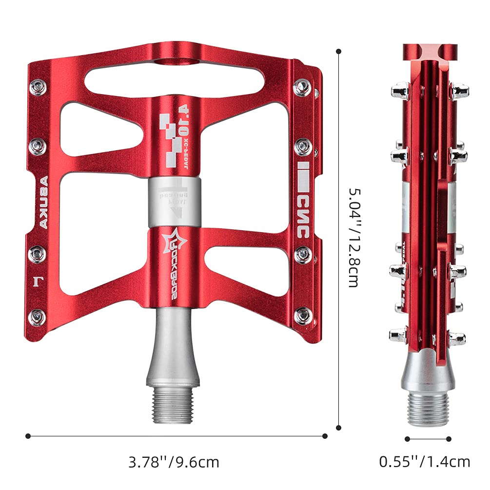 ROCKBROS 4 Bearings Mountain MTB Bike Pedals Platform Flat Aluminum Alloy 9/16"