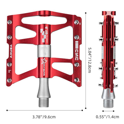 ROCKBROS 4 Bearings Mountain MTB Bike Pedals Platform Flat Aluminum Alloy 9/16"