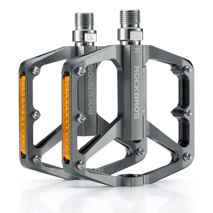 ROCKBROS MTB Reflective Aluminum Pedals 9/16" Sealed Bearing Lightweight