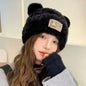 Letter Bear Ears Knitted Woolen Hat – Cute Cat-Ears Beanie for Women