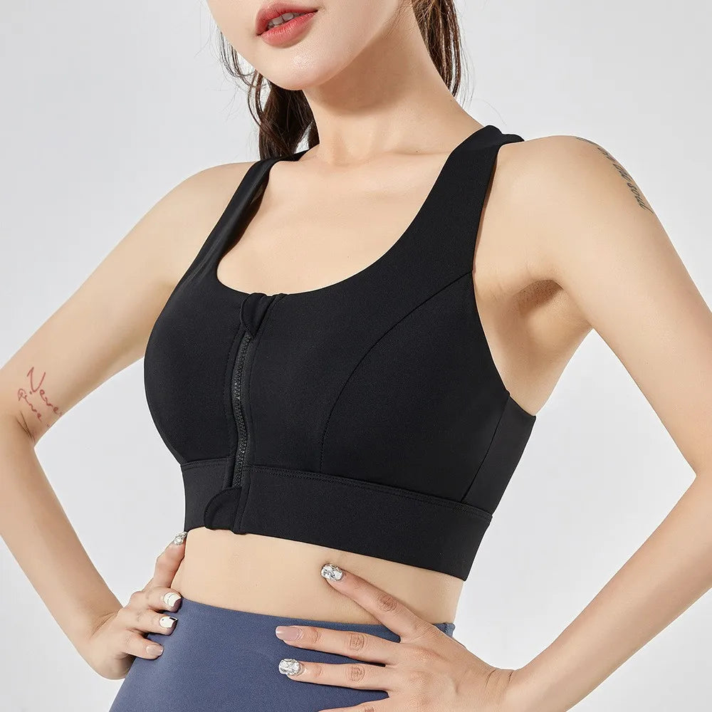 Support Your Workout Front Zipper Sports Bra