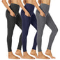 3-Pack High-Waisted Cropped Yoga Pants with Slanted Pockets