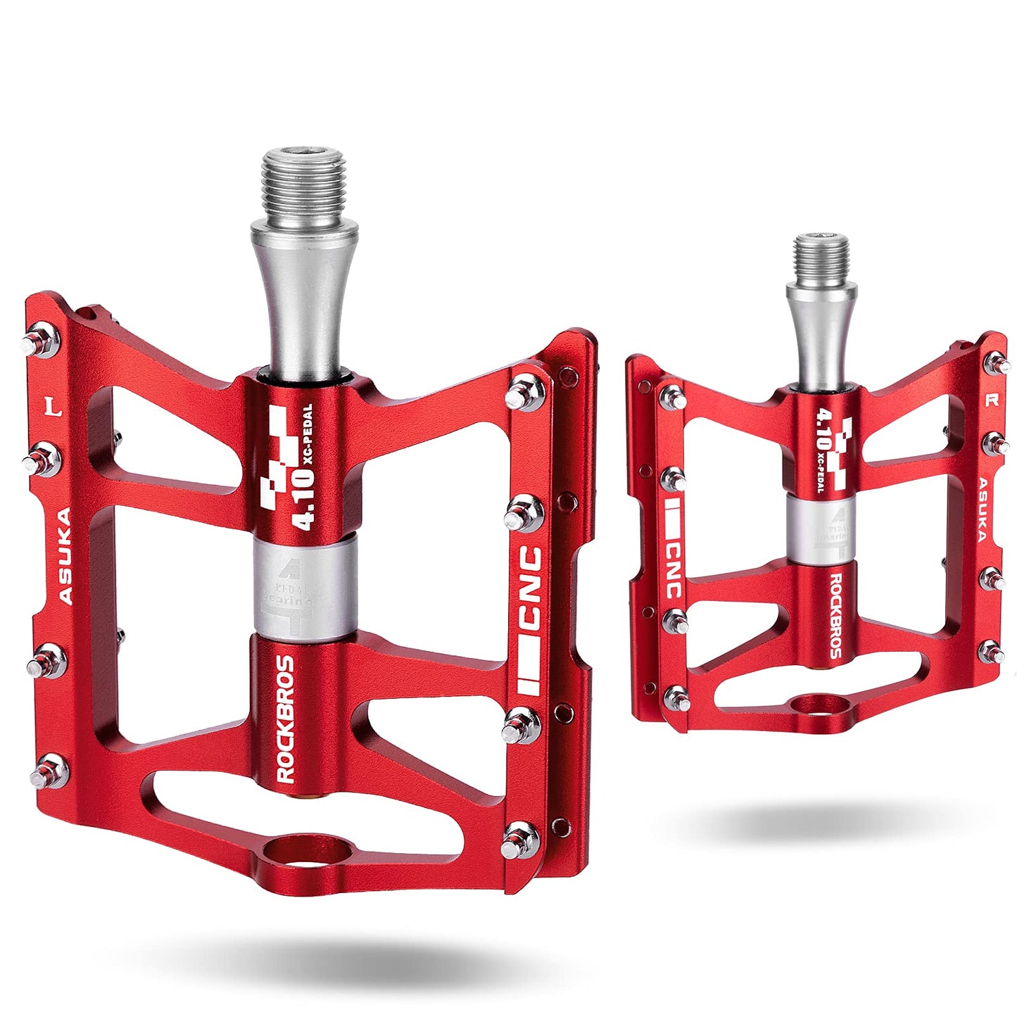ROCKBROS 4 Bearings Mountain MTB Bike Pedals Platform Flat Aluminum Alloy 9/16"