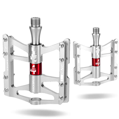 ROCKBROS 4 Bearings Mountain MTB Bike Pedals Platform Flat Aluminum Alloy 9/16"