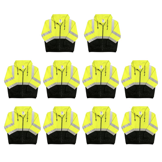 Safety Main 05LWJYB Lightweight Jacket, Class 3, Hi-Vis Yellow with Black Bottom, Pack of 10
