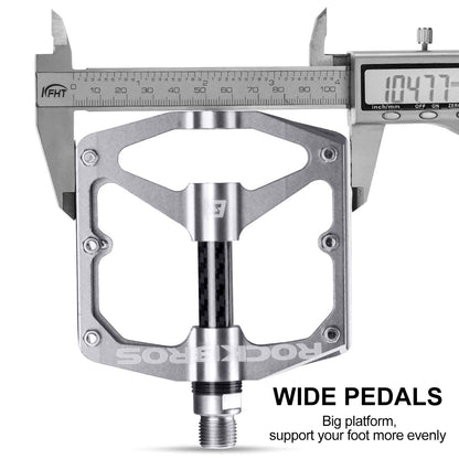 ROCKBROS Mountain MTB Bike Flat 9/16 Lightweight Carbon Fiber Sealed Bearing Pedals
