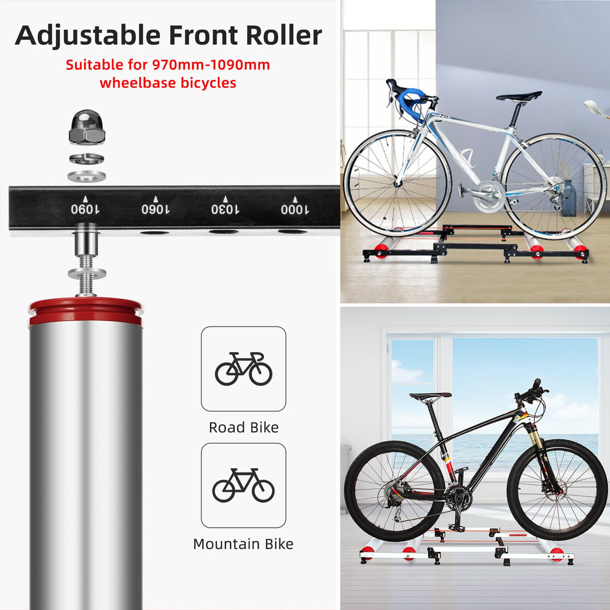 ROCKBROS Bike Rollers Adjustable Bike Trainer  Stand Foldable