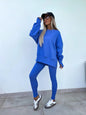 Women’s Casual Sweater Suit – Loose Split Top & Fitted Trousers Set