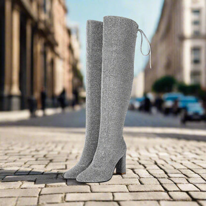 Plus-Size Over The Knee Long Boots for Women – Chunky Heel Nightclub Platform