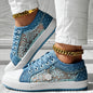 Floral Embroidered Polka Dot Print Sneakers — Women’s Casual Canvas Shoes