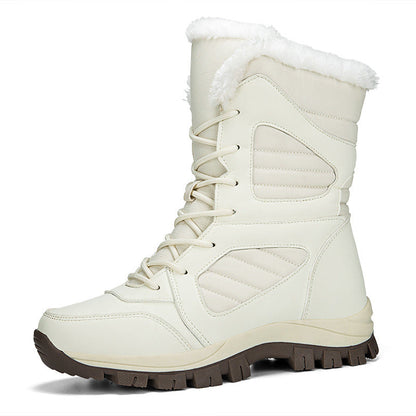 Women’s High-Top Winter Snow Boots – Fleece Lined Waterproof Cotton Boots