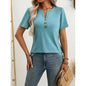 Women’s Notch V‑Neck Short‑Sleeve Tunic Top