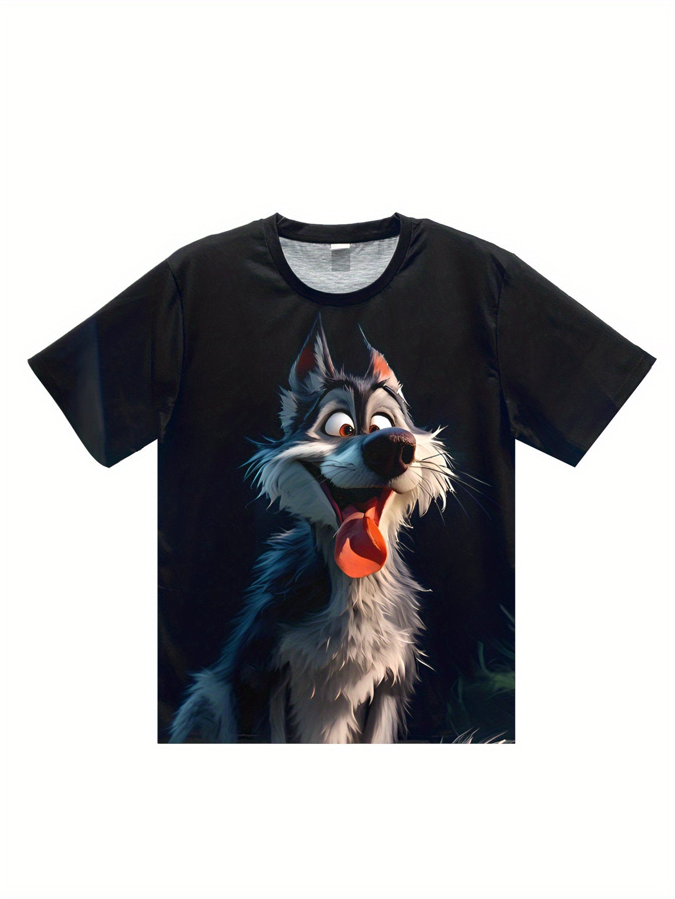 Men's 3D Wolf Print T-shirt - Casual Round Neck