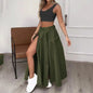 Women’s Cropped Vest & High-Waisted Slit Skirt Matching Set