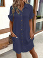Women’s Ruffle Hem Shirt Dress – Loose Fit Summer Holiday Style
