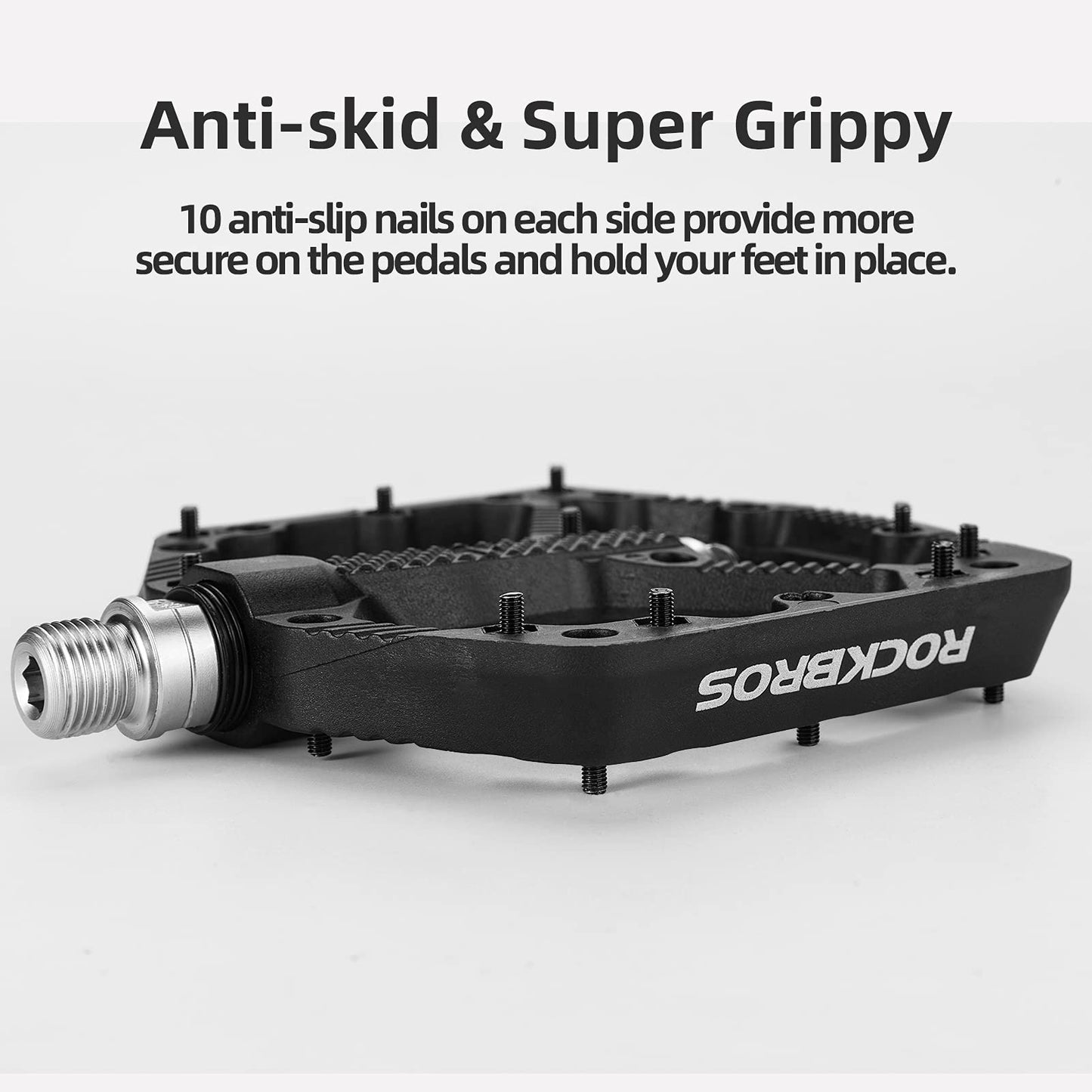 ROCKBROS Mountain Bike Pedals Flat MTB Pedals Nylon Fiber Bicycle Platform Pedals