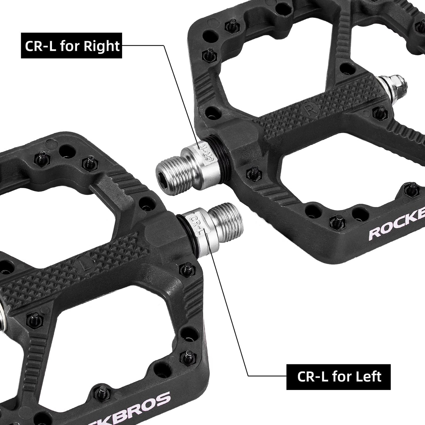 ROCKBROS Mountain Bike Pedals Flat MTB Pedals Nylon Fiber Bicycle Platform Pedals