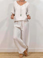 Women’s Multi Color Two Piece Set V Neck Top & Pants