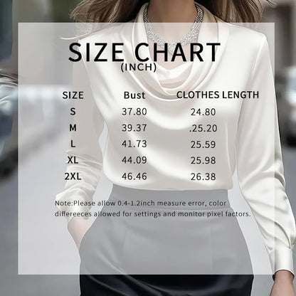 Elegant Satin Blouse - Women's Versatile Long Sleeve Shirt