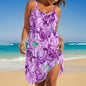 Women's Round Neck Sleeveless Sea Turtle Print Bohemian Beach Dress